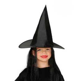 Çocuk Boy Siyah Cadı Şapkası ve Uzun Siyah Cadı Peruğu