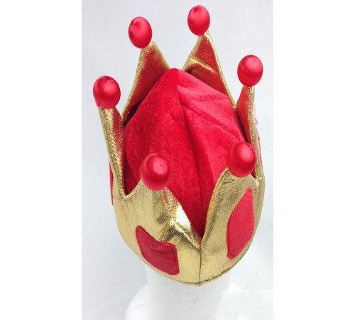 toptan-xml-dropshipping-Sarı Renk Kırmızı Ponponlu Kadife Kral Şapkası Kraliyet Şapkası Çocuk Boy