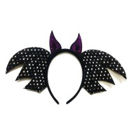 Siyah Renk Yarasa Model Boynuzlu Halloween Tacı 37x19 cm