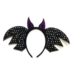 Siyah Renk Yarasa Model Boynuzlu Halloween Tacı 37x19 cm