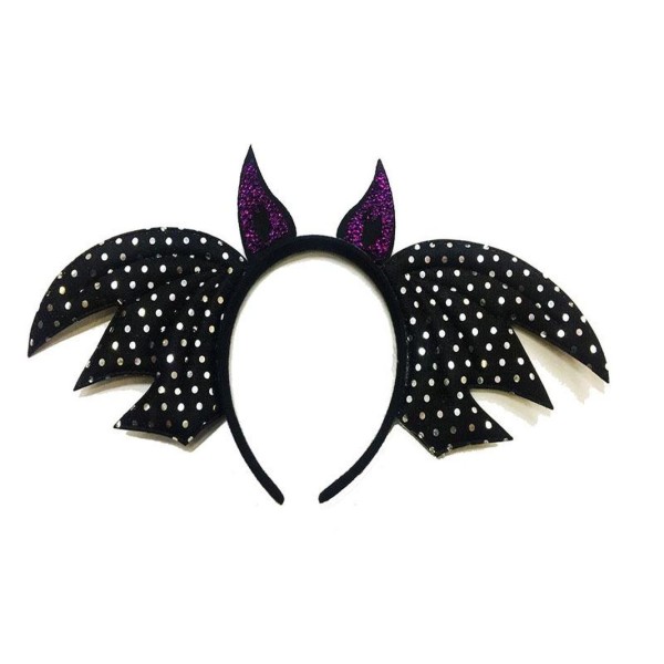 toptan-xml-dropshipping-Siyah Renk Yarasa Model Boynuzlu Halloween Tacı 37x19 cm