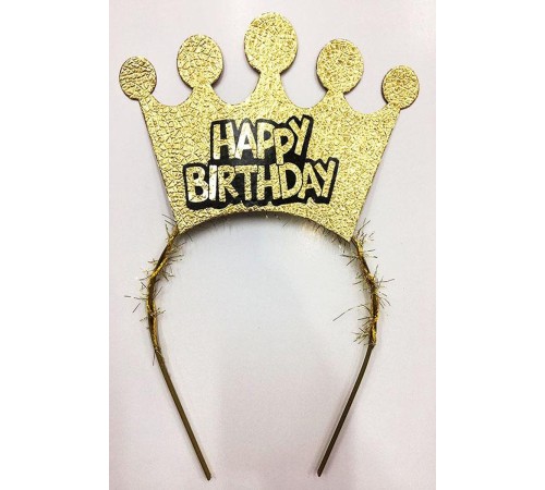 toptan-xml-dropshipping-Happy Birthday Yazılı Altın Renk Doğum Günü Tacı