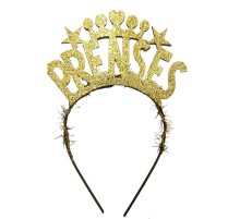 Prenses Yazılı Yıldız Kalp Şekilli Altın Renk Parti Tacı