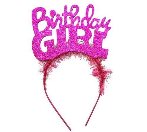 toptan-xml-dropshipping-Birthday Girl Yazılı Fuşya Renk Parti Kızı Doğum Günü Tacı