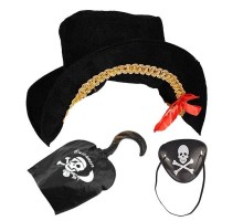 Kaptan Jack Kadife Korsan Gemici Şapkası ve Korsan Göz Bandı Maskesi