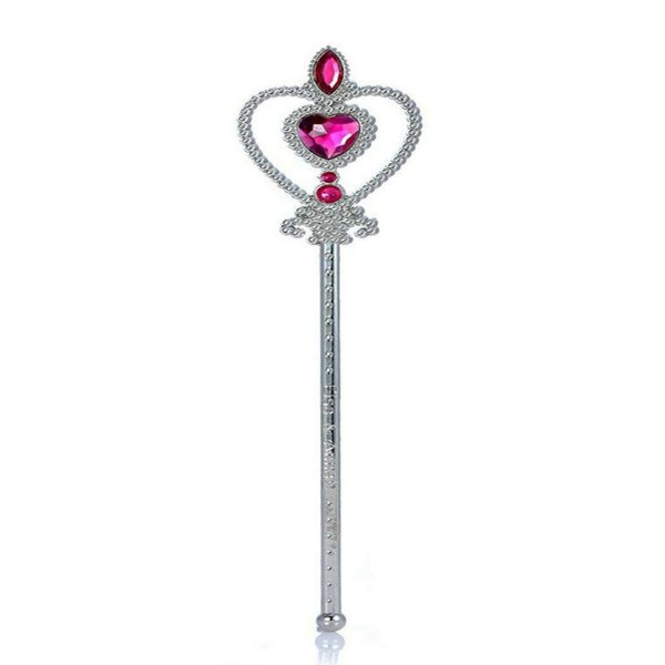 toptan-xml-dropshipping-Fuşya Renk Kalp İşlemeli Taşlı Karlar Ülkesi Anna Elsa Asası 32 cm