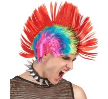 Mohican Mohawk Punk 70 li Yıllar 80 li Yıllar Peruğu Rainbow Peruk Kırmızı Saçaklı