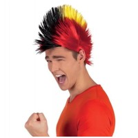 Mohican Mohawk Punk 70 li Yıllar 80 li Yıllar Peruğu Rainbow Peruk Kırmızı Sarı Siyah Saçaklı