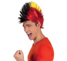 Mohican Mohawk Punk 70 li Yıllar 80 li Yıllar Peruğu Rainbow Peruk Kırmızı Sarı Siyah Saçaklı