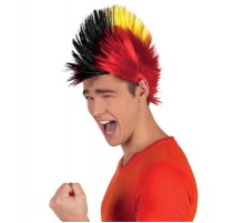 Mohican Mohawk Punk 70 li Yıllar 80 li Yıllar Peruğu Rainbow Peruk Kırmızı Sarı Siyah Saçaklı
