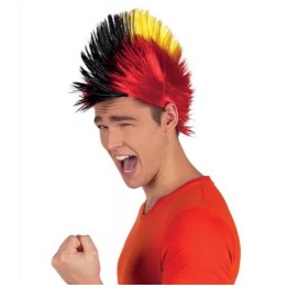 Mohican Mohawk Punk 70 li Yıllar 80 li Yıllar Peruğu Rainbow Peruk Kırmızı Sarı Siyah Saçaklı