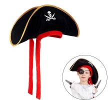 Çocuk Boy Kadife Jack Sparrow Denizci Korsan Şapkası 45x16 cm