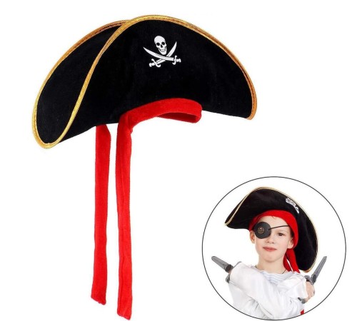 toptan-xml-dropshipping-Çocuk Boy Kadife Jack Sparrow Denizci Korsan Şapkası 45x16 cm