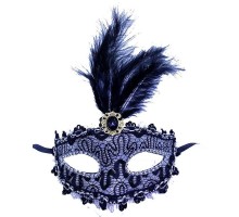Siyah Dantel İşlemeli Balo Maskesi Parti Maskesi 16x22 cm