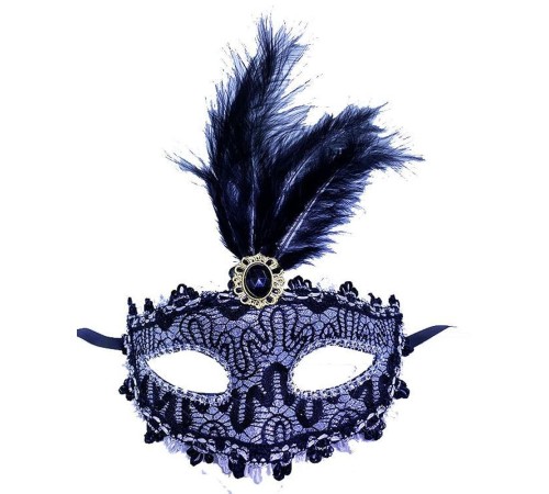 toptan-xml-dropshipping-Siyah Dantel İşlemeli Balo Maskesi Parti Maskesi 16x22 cm