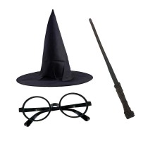 Harry Potter Şapkası Harry Potter Gözlüğü Harry Potter Asası 3 lü Set