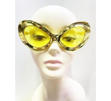 Metalize Yeşilçam 80 li 90 lı Yıllar Parti Gözlüğü Altın Renk 15x7 cm