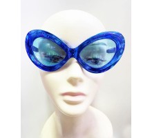 Metalize Yeşilçam 80 li 90 lı Yıllar Parti Gözlüğü Mavi Renk 15x7 cm