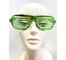 Metalize Panjur Şekilli Parlak Parti Gözlüğü Yeşil Renk 15x6 cm