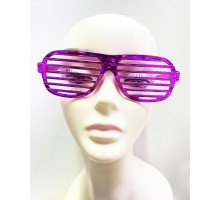 Metalize Panjur Şekilli Parlak Parti Gözlüğü Pembe Renk 15x6 cm