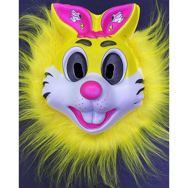 toptan-xml-dropshipping-Sarı Peluşlu Pembe Kulaklı Kırılmaz Yumuşak Tavşan Maskesi 22x19 cm