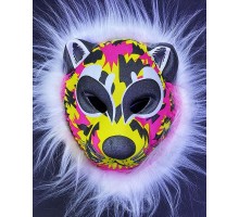 Beyaz Peluşlu Rengarenk Kırılmaz Yumuşak Leopar Tiger Köpek Maskesi 22x19 cm