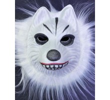 Beyaz Peluşlu Beyaz Renk Kırılmaz Yumuşak Sibirya Kurt Maskesi 22x19 cm