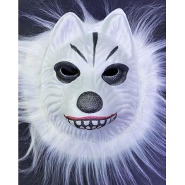 Beyaz Peluşlu Beyaz Renk Kırılmaz Yumuşak Sibirya Kurt Maskesi 22x19 cm