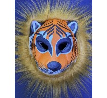 Kahverengi Peluş Saçlı Kırılmaz Yumuşak Tiger Maskesi 22x19 cm