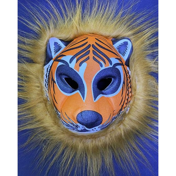 toptan-xml-dropshipping-Kahverengi Peluş Saçlı Kırılmaz Yumuşak Tiger Maskesi 22x19 cm