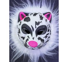 Beyaz Peluş Saçlı Kırılmaz Yumuşak Tiger Kaplan Maskesi 22x19 cm