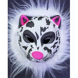 Beyaz Peluş Saçlı Kırılmaz Yumuşak Tiger Kaplan Maskesi 22x19 cm