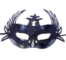 Metalize Siyah Renk Simli Geyik Balo Parti Maskesi 15x23 cm