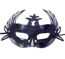 Metalize Siyah Renk Simli Geyik Balo Parti Maskesi 15x23 cm