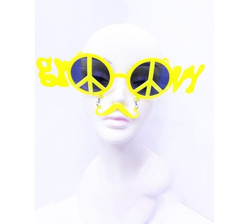 toptan-xml-dropshipping-Sarı Renk Groom Yazılı Bıyıklı Damat Gözlüğü 7x21 cm