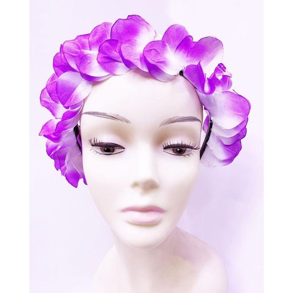 toptan-xml-dropshipping-Luau Aloha Hawaii Partisi Mor Renk Yapraklı Taç 10x15 cm