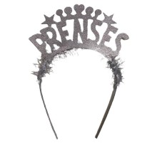 Prenses Yazılı Yıldız Kalp Şekilli Gümüş Renk Parti Tacı