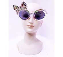 Metalize Gümüş Renk Fiyonklu Parti Gözlüğü 14x7 cm