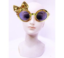 Metalize Altın Sarısı Gold Renk Fiyonklu Parti Gözlüğü 14x7 cm