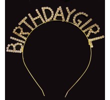 Kristal Taşlı Altın Renk Birthday Girl Tacı 16x17 cm