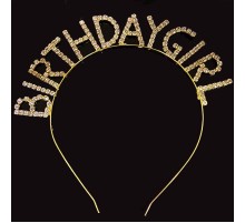 Kristal Taşlı Altın Renk Birthday Girl Tacı 16x17 cm