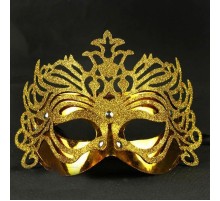 Metalik Altın Gold Renk Masquerade Kelebek Simli Parti Maskesi 23x14 cm