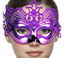 Metalik Mor Renk Masquerade Kelebek Simli Parti Maskesi 23x14 cm