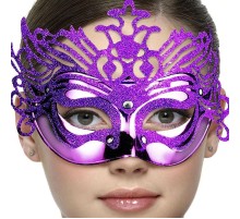 Metalik Mor Renk Masquerade Kelebek Simli Parti Maskesi 23x14 cm