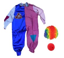 Çocuk Palyaço Kostümü Peruğu ve Burnu 12-13 Yaş Model 5