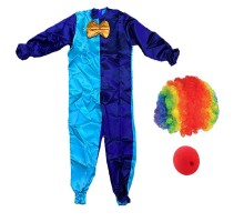 Çocuk Palyaço Kostümü Peruğu ve Burnu 13-14 Yaş Model 6