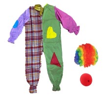 Çocuk Palyaço Kostümü Peruğu ve Burnu 8-9 Yaş Model 12