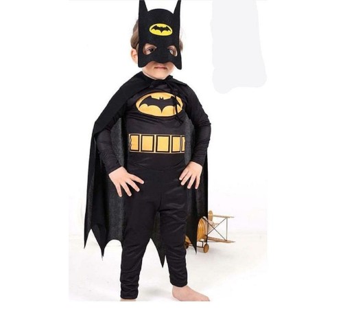 toptan-xml-dropshipping-Pelerinli Çocuk Batman Kostümü - Maskeli Batman Kostüm