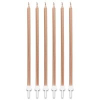 Soft Pembe Renk Uzun Pasta Parti Mumu 6 Adet 16 cm