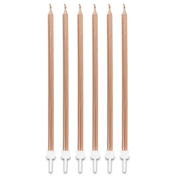 toptan-xml-dropshipping-Soft Pembe Renk Uzun Pasta Parti Mumu 6 Adet 16 cm